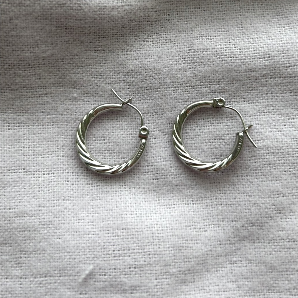 Fred Meyer 14k White Gold Flat Twist Earrings